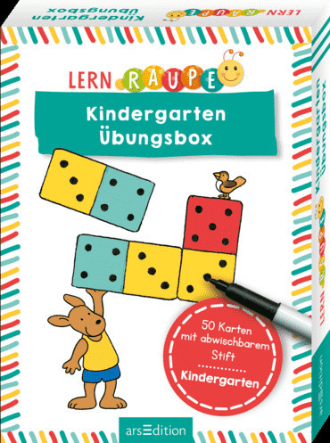 Lernraupe – Kindergarten-Übungsbox 50 Karten mit abwischbarem Stift