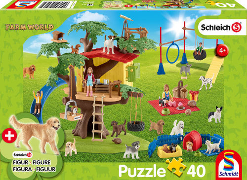 Schmidt Spiele Puzzle Fröhliche Hunde mit Schleich Tier